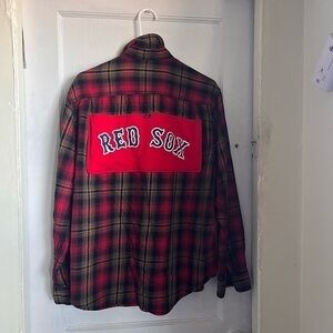 Custom Boston Red Sox Upcycled Flannel Size Large